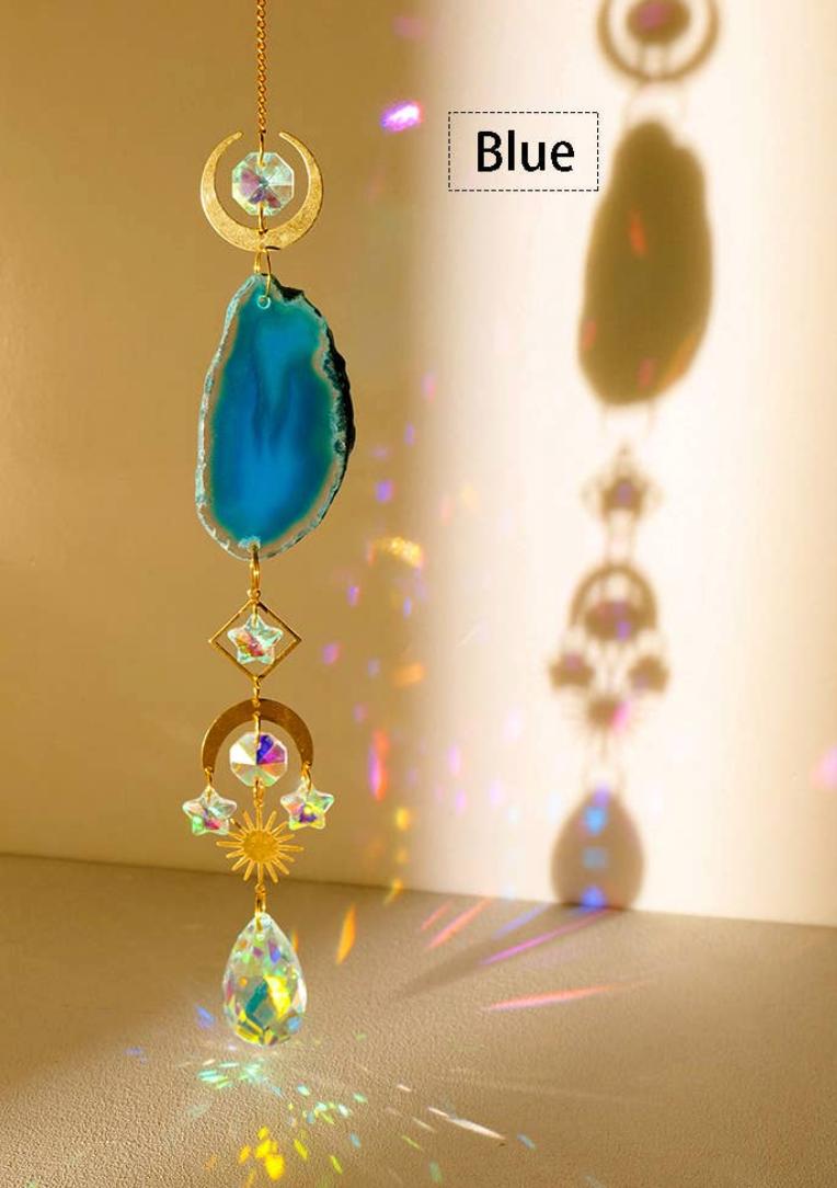 Creative Agate Sun Catcher Hanging- Blue