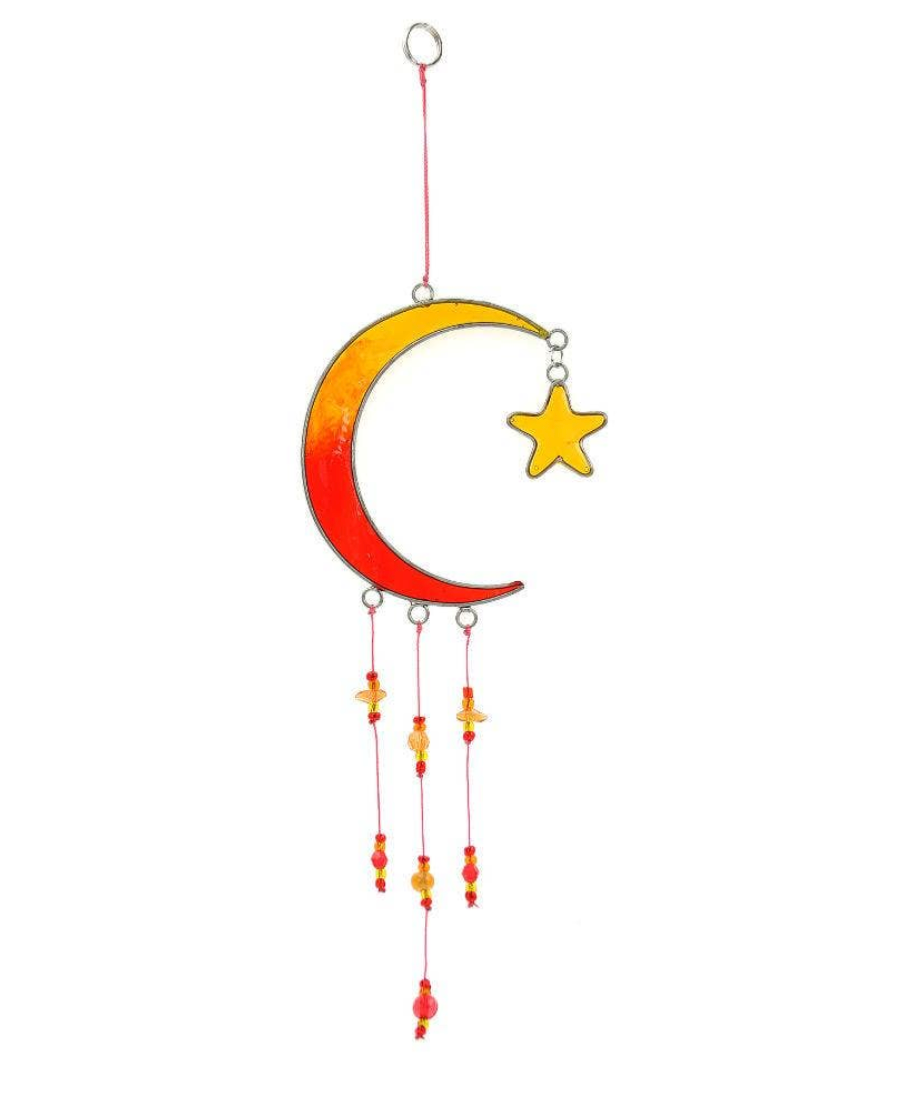 Suncatcher 'Moon with Star' design - Orange