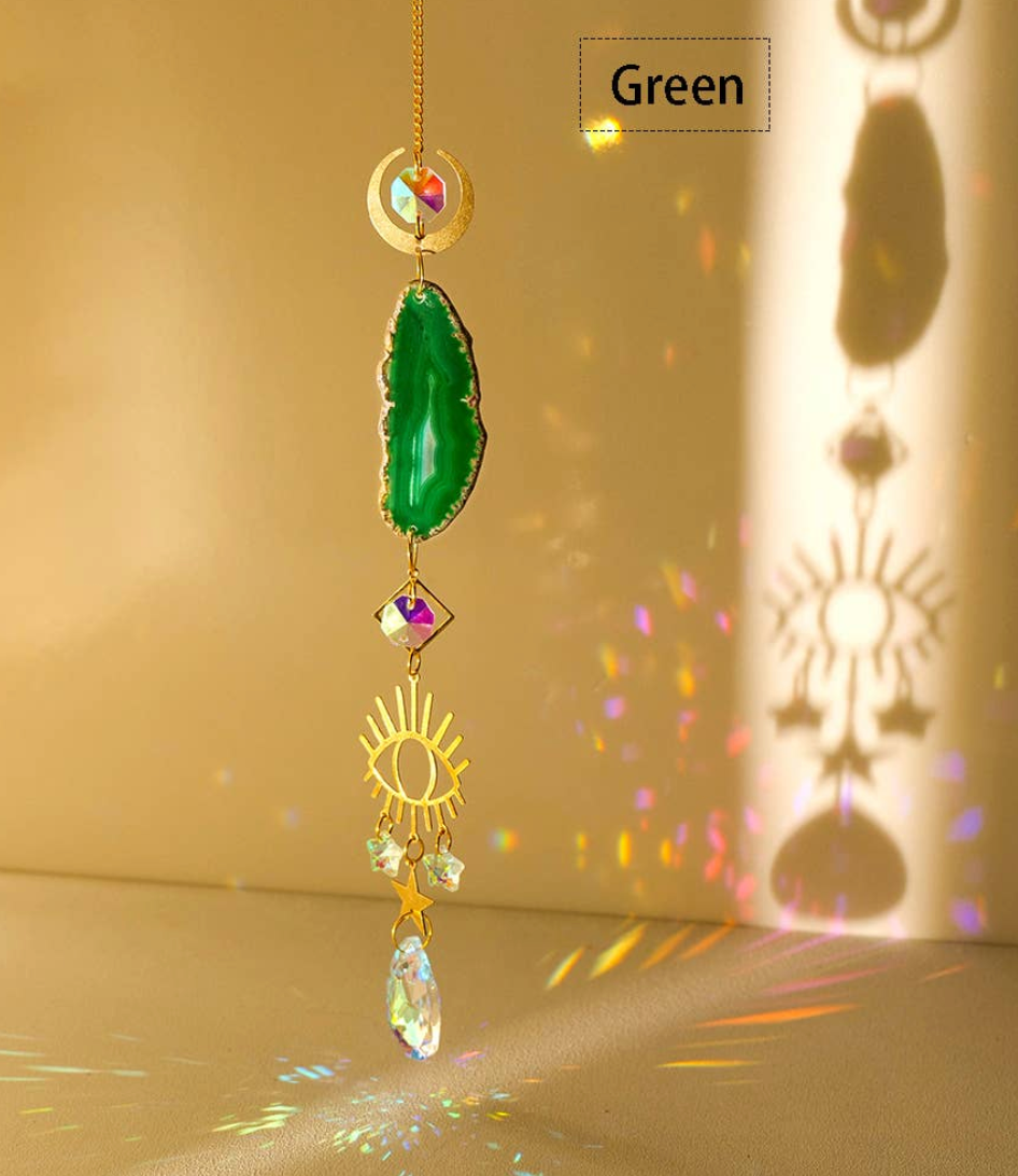 Agate Sun Catcher Hanging - Green